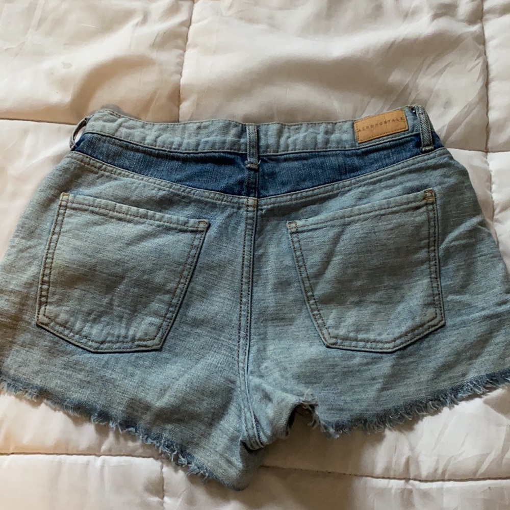 High Rise Denim Patchwork Shorts - image 4